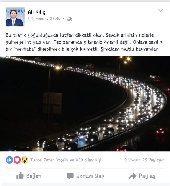 Başkan Ali Kılıç´tan “Trafik